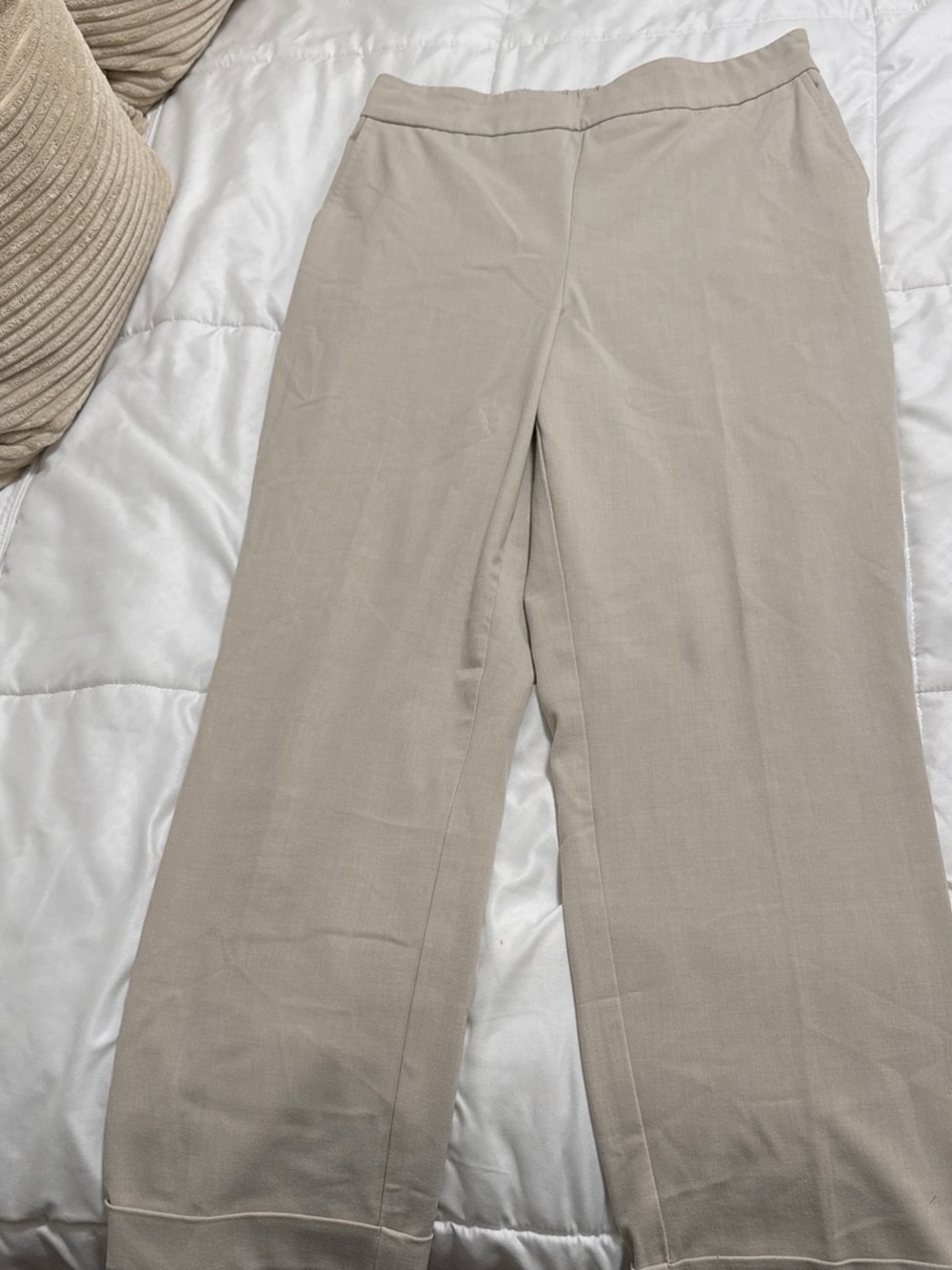 Rachel Zoe Light Beige Wide-Leg Trousers